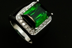 Green tourmoline and 3.00ctw of diamonds set in 18kw