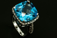 Blue topaz and diamond set in 14kw