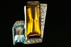 Citrine and Blue topaz set in 14kw