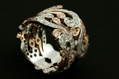 14k rose and white diamon band