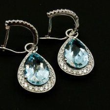 Aqua and diamond dangle earrings