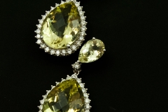 Lemon quartz and diamond dangle earrings