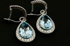 Aqua and diamond dangle earrings